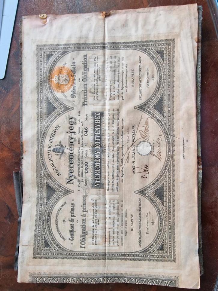 Historische Hongaarse Obligatie - Magyar Jelzálog Hitelbank, Postzegels en Munten, Aandelen en Waardepapieren, Obligatie of Lening