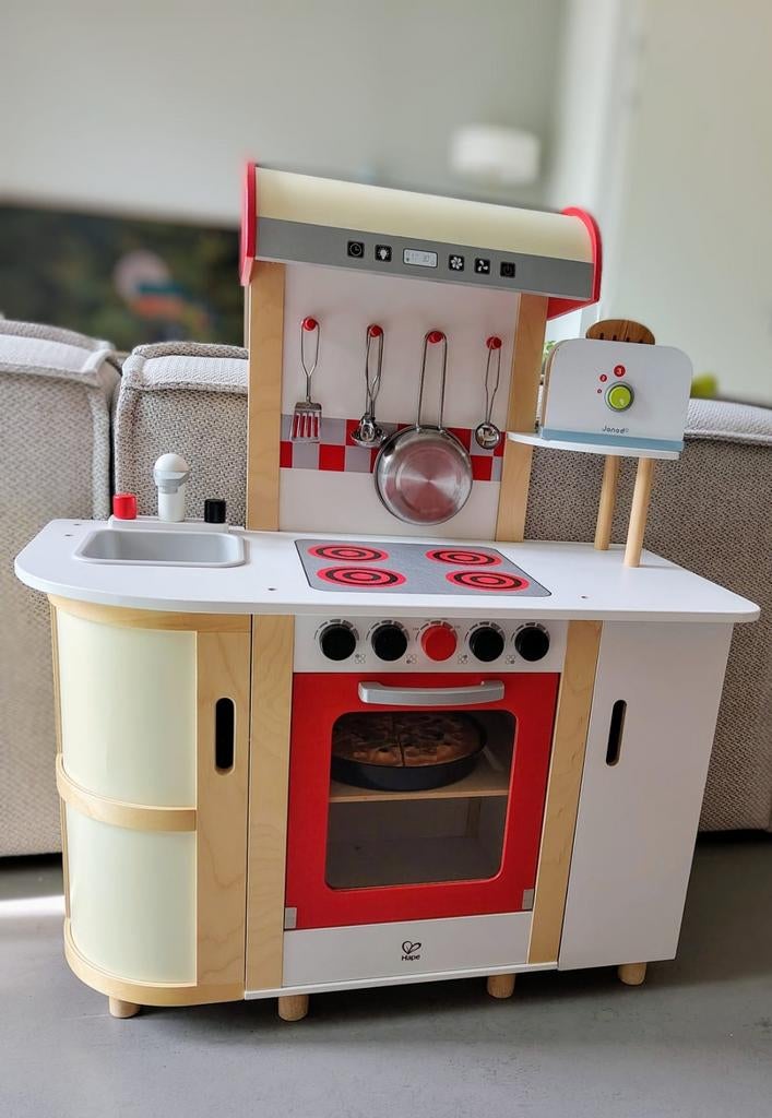 Hape Speelgoed Keuken - Houten Kinderkeuken met Accessoires, Ophalen of Verzenden, Zo goed als nieuw, Hout, Speelkeuken