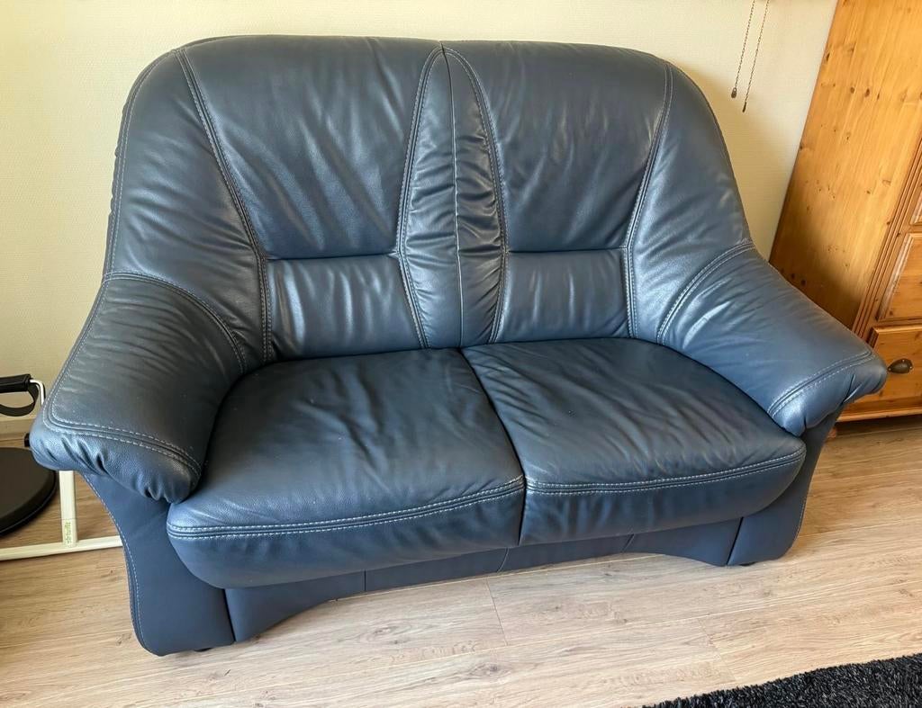 Leren 2-zits senioren bank - Comfortabel en Duurzaam, Huis en Inrichting, Ophalen, Gebruikt, 150 tot 200 cm, Tweepersoons