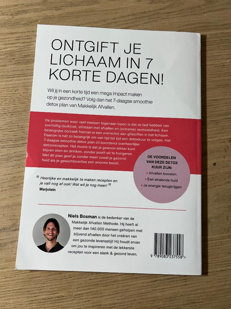 7 Daagse Smoothie Detox Plan | Niels Bosman, Boeken, Ophalen of Verzenden, Zo goed als nieuw