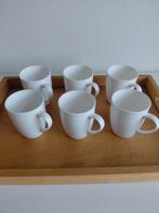 Set van 6 witte AH koffie-/theekoppen, Ophalen, Keramiek, Zo goed als nieuw, Effen