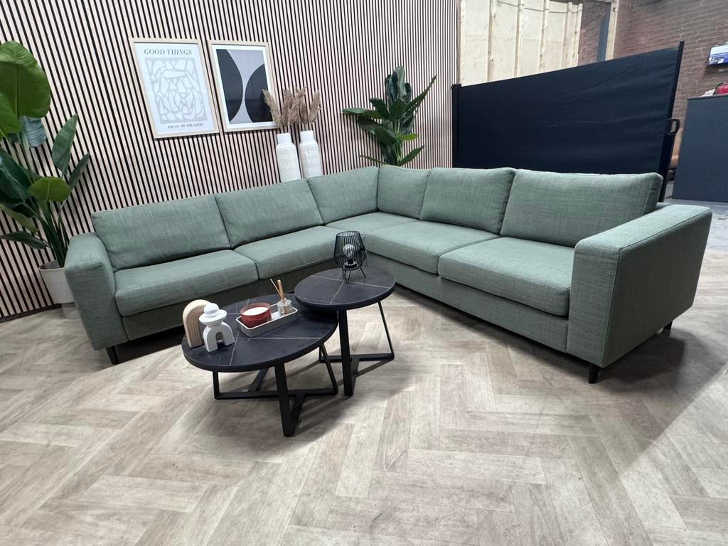 Moderne Home Center Hoekbank Elektrisch - Groen - 261 x 261, Huis en Inrichting, Banken | Bankstellen, 250 tot 300 cm, -, -, Hoekbank