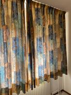 Kleurrijke overgordijnen met dubbele plooi (1.60x2.50m), Huis en Inrichting, Stoffering | Gordijnen en Lamellen, Gebruikt, Blauw