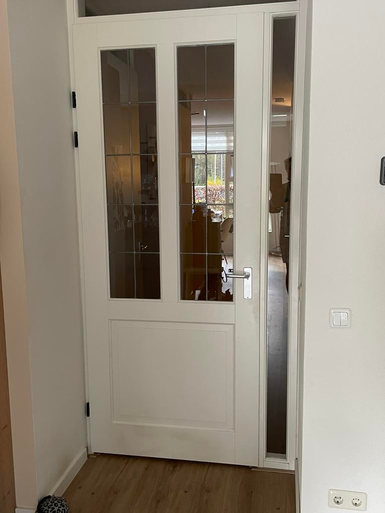 Opdekdeur met glas. 2.30 x 93 cm, Ophalen, Gebruikt, 80 tot 100 cm, Binnendeur