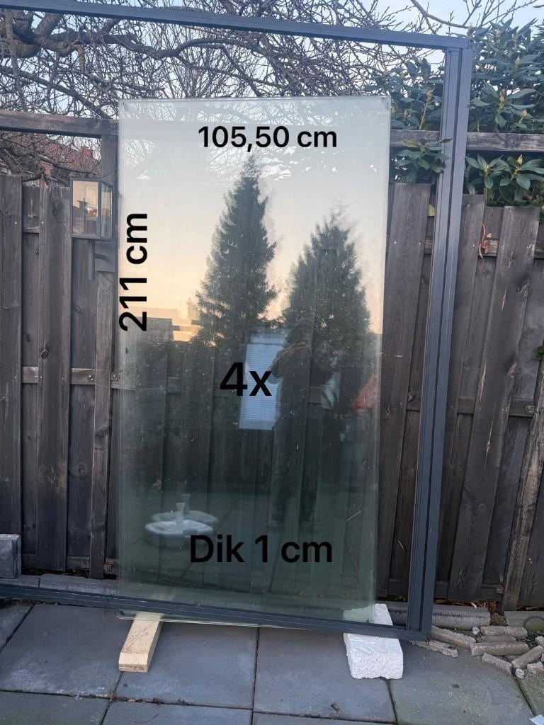 7 x Glas voor het dak 394 cm x66.40cm x dik 1 cm, Tuin en Terras, Tuinhuizen, Ophalen, Gebruikt, Minder dan 250 cm, 3 ramen of meer