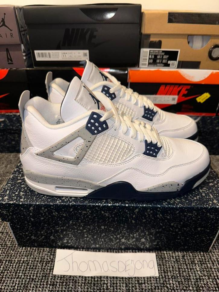 Nike Air Jordan 4 NAVY maat 45, Kleding | Heren, Schoenen, Nieuw, Sneakers of Gympen, Wit, Ophalen of Verzenden