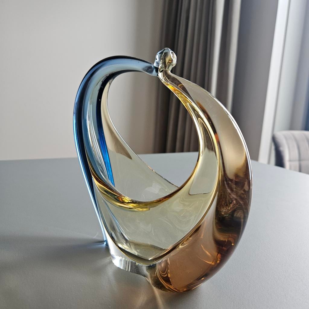 Vintage Hana Machovska "Romana" Glazen Mand - Mstisov, Antiek en Kunst, Antiek | Glas en Kristal, Ophalen of Verzenden