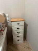 Witte ladekast met houten blad, Ophalen, Minder dan 50 cm, Gebruikt, 5 laden of meer