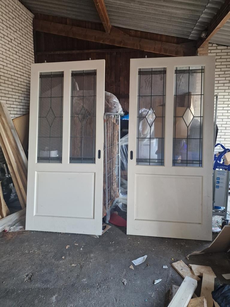 2  loftdeuren met glas in lood, Tuin en Terras, Tuinhuizen, Ophalen, Minder dan 250 cm