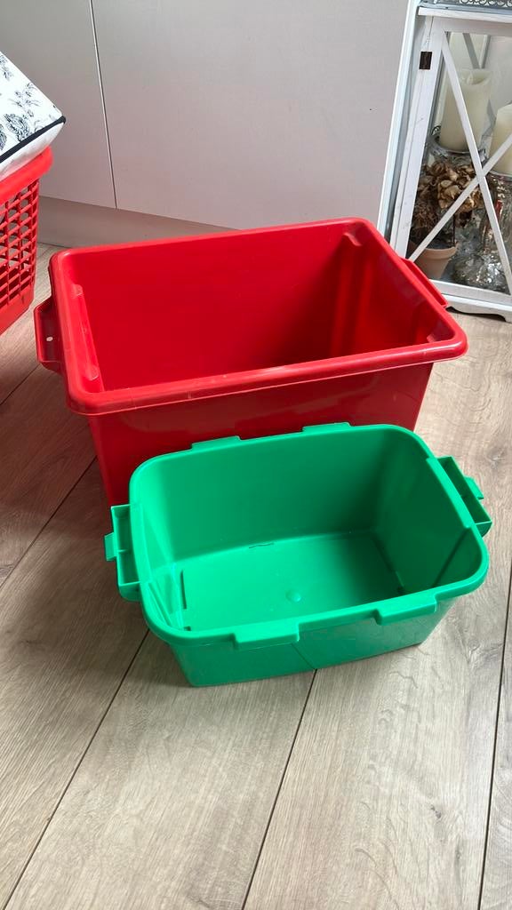 Opberg kratjes 2 stuks van stevig kunstof, Ophalen, Doos, Minder dan 35 cm, Minder dan 50 cm