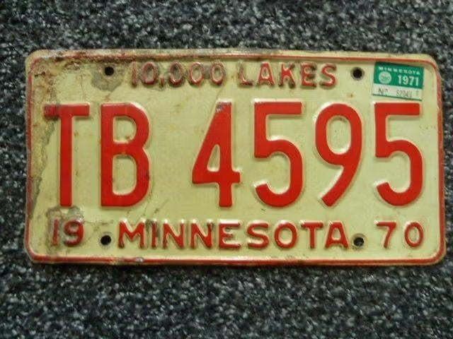 Kentekenplaat Licenseplate Minnesota 1970 USA, Verzamelen, Automerken, Motoren en Formule 1, Verzenden, Gebruikt, Auto's