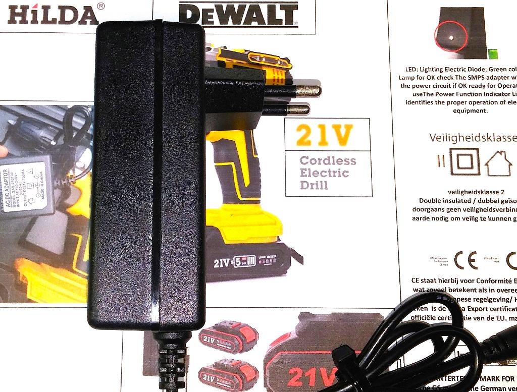 GAS-210700 HiLDA 21V 0.7A 15W Adapter Li-ion Oplader DeWALT, Audio, Tv en Foto, Opladers, Ophalen of Verzenden, Zo goed als nieuw