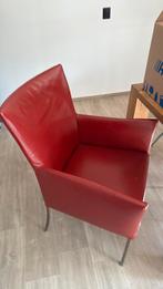 2 leren stoelen rood, Huis en Inrichting, Stoelen, Ophalen, Gebruikt, Rood, Twee