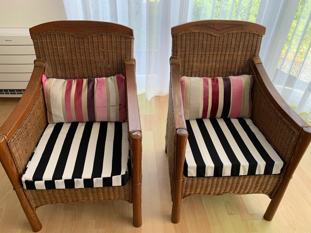 2 Rotan stoelen/fauteuils, Huis en Inrichting, Fauteuils, Ophalen, Minder dan 50 cm, Minder dan 75 cm, Hout