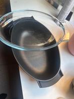 Nieuwe gietijzeren braadslede met glazen deksel, Ophalen of Verzenden, Nieuw, Gietijzer, Koekenpan of Braadpan