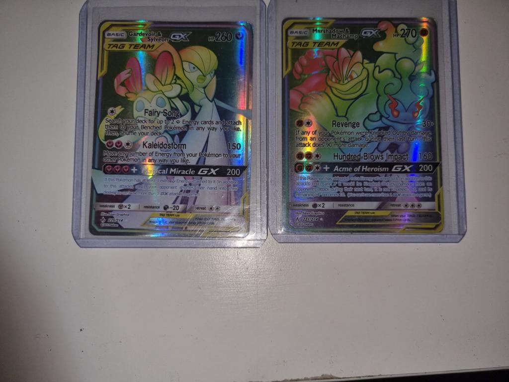 Pokémon TCG: Gardevoir & Sylveon GX & Marshadow & Machamp GX, Ophalen of Verzenden, Zo goed als nieuw, Meerdere kaarten, Foil