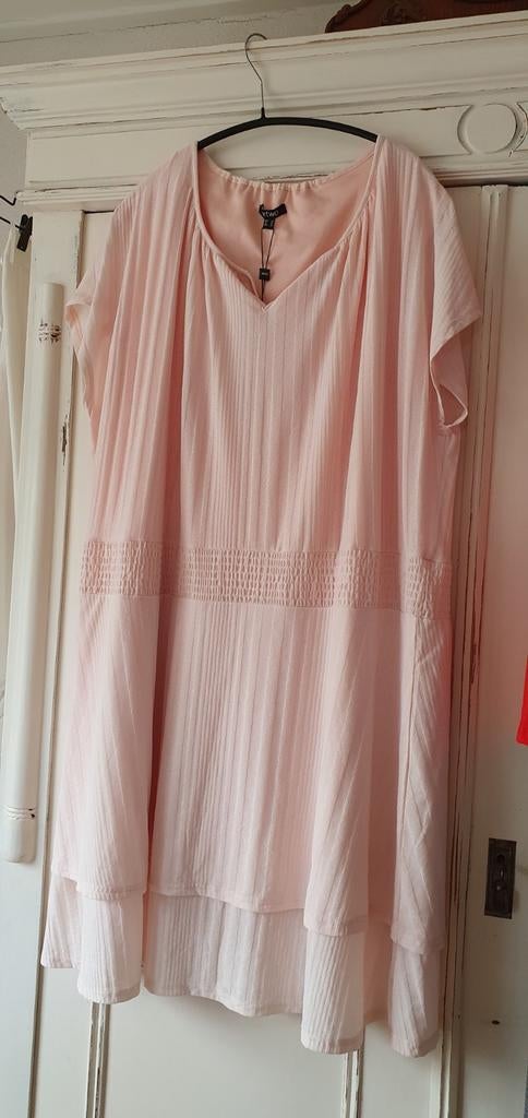 X-two Zalm jurk/tuniekje met korte mouwen en gesmokte taille, X-Two, Overige kleuren, Maat 46/48 (XL) of groter, Nieuw