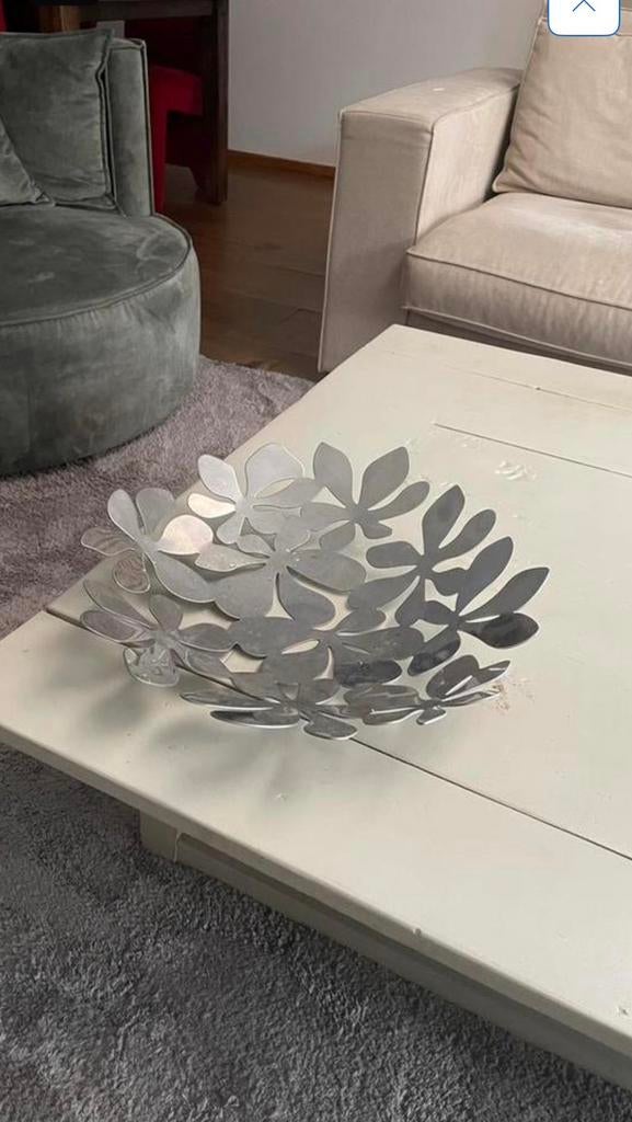 Fruitschaal van ijzer verchroomd, Ophalen of Verzenden, Zo goed als nieuw, Rond, Overige materialen