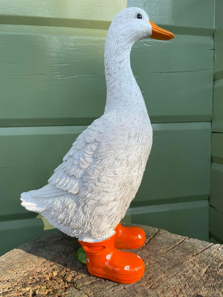 Gans oranje regenlaarsjes beeld tuin boer vijver zwembad, Ophalen of Verzenden, Nieuw, Kunststof, Dierenbeeld