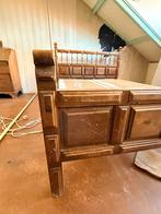 Vintage houten bed met 2 lattenbodem - 140x200 cm, Ophalen