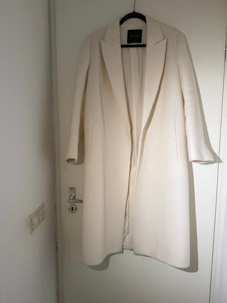 Prachtige witte elegante jas Massimo Dutti maat S, Kleding | Dames, Jassen | Winter, Gedragen, Maat 36 (S), Wit, Ophalen of Verzenden