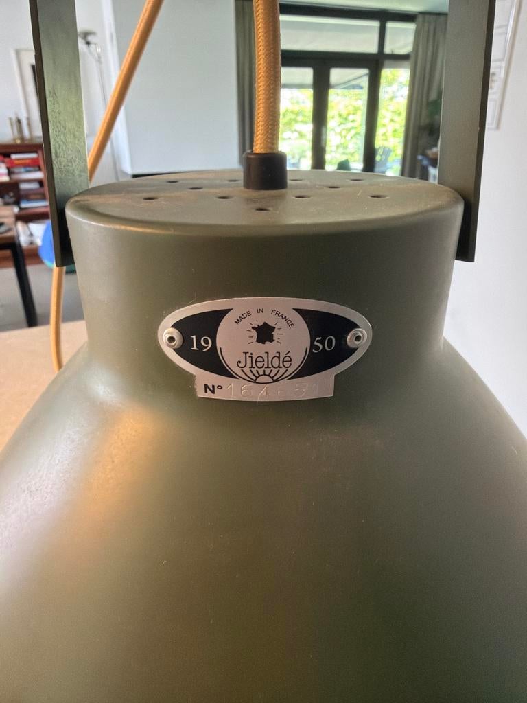 Jieldé industriële hanglamp, olijfgroen, Antiek en Kunst, Ophalen of Verzenden