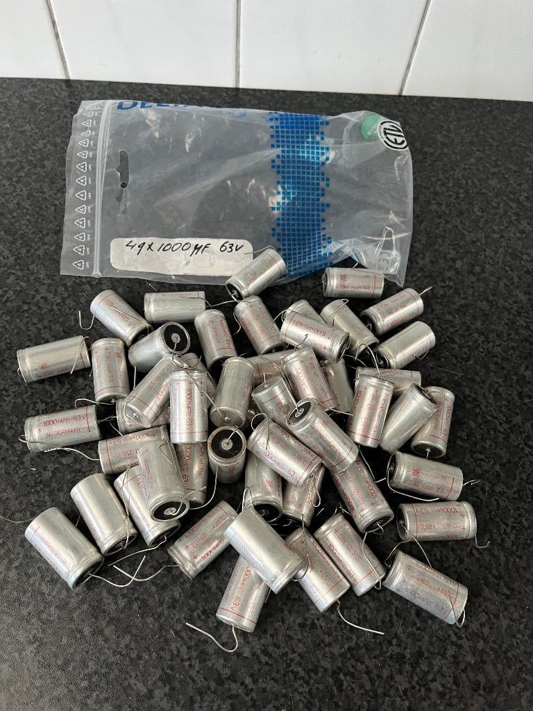 49x nieuwe Roe / Rauh 2A elco 1000 UF , 63 volt ., Ophalen of Verzenden, Nieuw