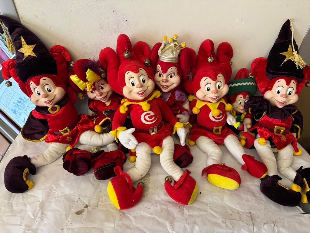 Zeven Efteling mascottes - Pardoes en Pardijn knuffels, Ophalen of Verzenden, Overige figuren, Gebruikt, Knuffel