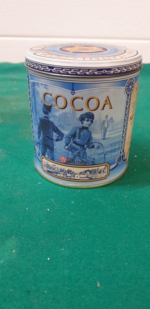 blik van houten cacao, Verzamelen, Blikken, Ophalen of Verzenden