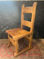 Vintage brutalistische stoel zwaar eiken handgemaakt, Ophalen, Bruin, Eén