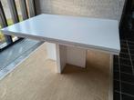 Moderne witte eettafel - uitschuifbaar, formica Smeva, Huis en Inrichting, Tafels | Eettafels, Gebruikt, Overige materialen, 100 tot 150 cm