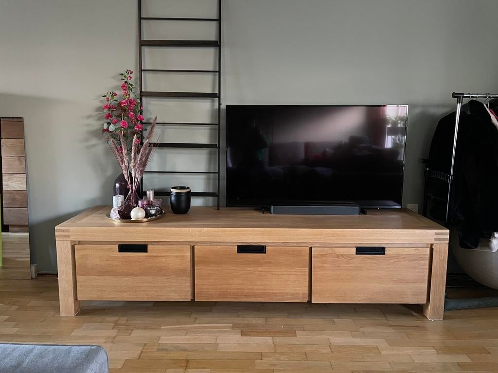 Goossens REAL TV DRESSOIR, 3 Klep, natural oak, Huis en Inrichting, Complete inboedels, Ophalen
