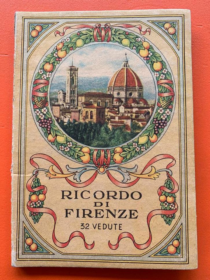 Leporello fotoboekje Ricordo di FIRENZE, 32 sepia foto's, Verzamelen, Foto's en Prenten, Gebruikt, Foto, Buitenland, 1940 tot 1960