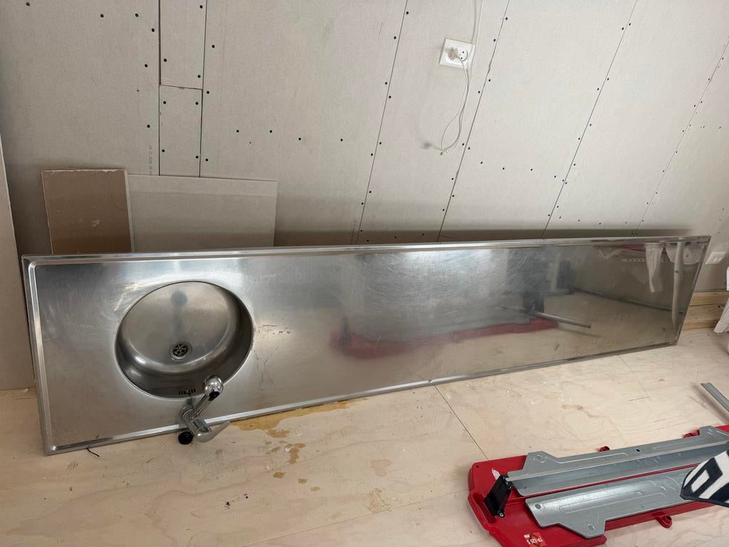 RVS aanrecht met spoelbak en kraan, Ophalen, Gebruikt, Overige typen, Grijs