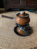 Bruine fonduepan met brander, Witgoed en Apparatuur, Ophalen of Verzenden, Gebruikt, Brander, Fondueset