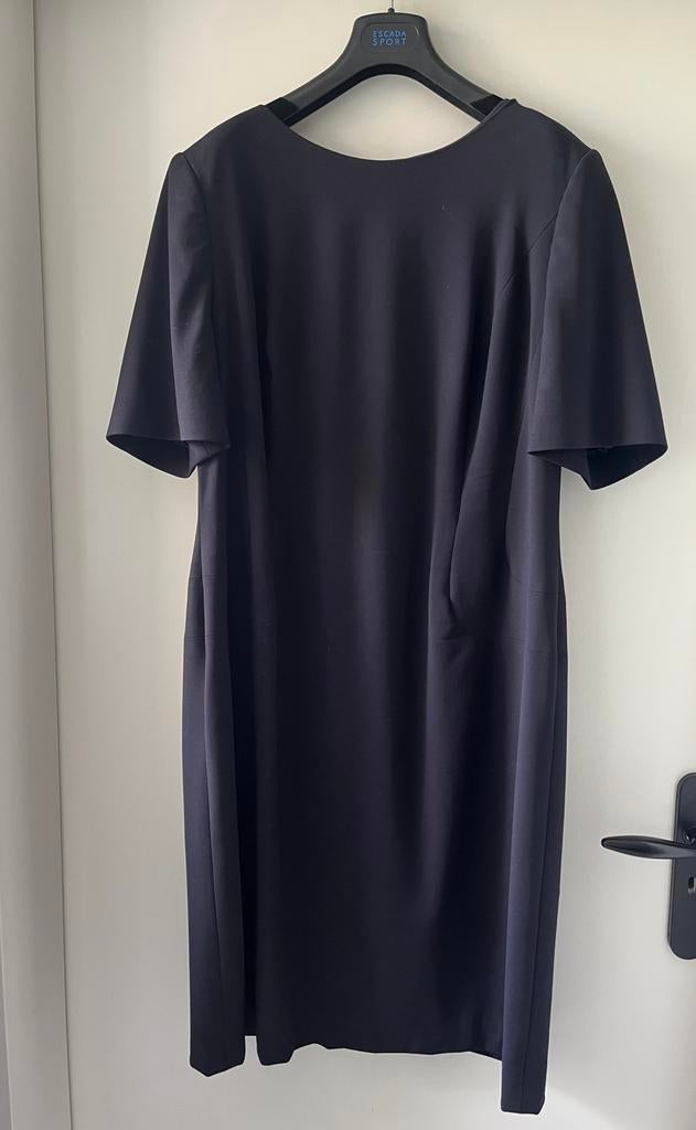 Escada, nacht blauwe jurk, korte mouw. Maat 46, Blauw, Maat 46/48 (XL) of groter, Ophalen of Verzenden, Zo goed als nieuw