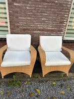 2 Comfortabele Wicker Tuinfauteuils met Kussens, Ophalen, Gebruikt, Wicker
