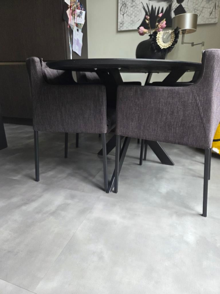 Mobitec eetkamerstoelen, Huis en Inrichting, Stoelen, Gebruikt, Vier, Zwart, Ophalen of Verzenden