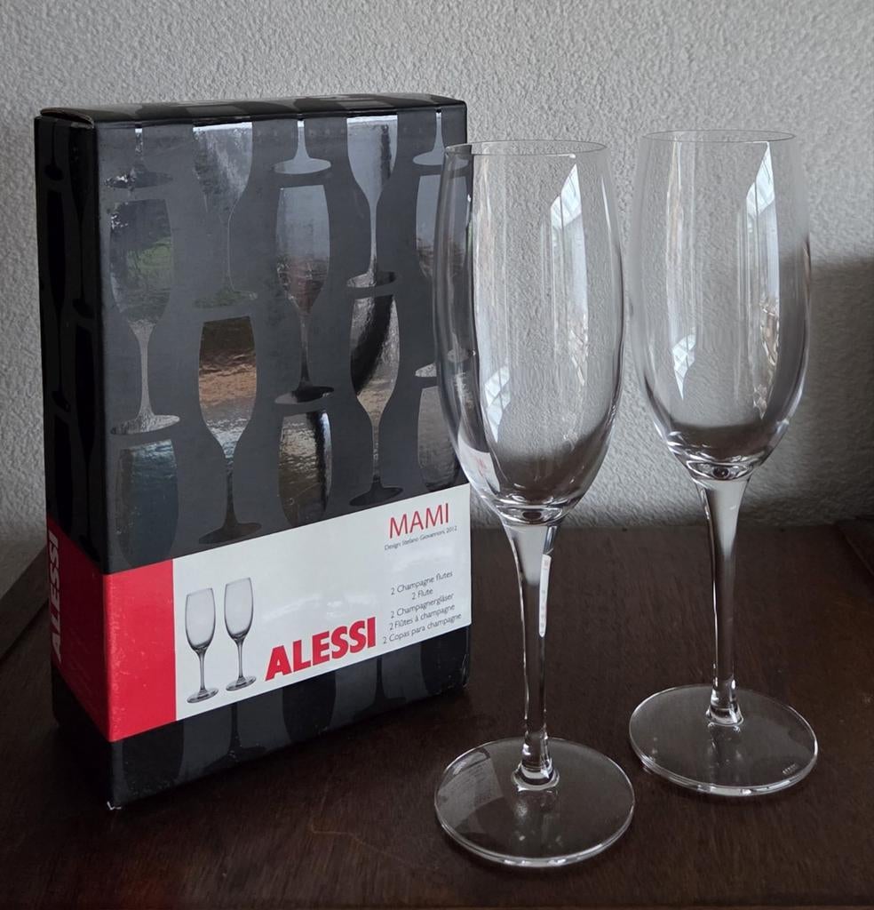 Alessi Mami XL champagne glazen 2x2, Ophalen of Verzenden, Nieuw, Overige typen