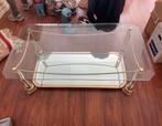 Glazen salontafel met gouden details 130/70/40, Huis en Inrichting, Tafels | Salontafels, Ophalen, 100 tot 150 cm, Elegant chique
