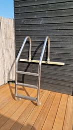 RVS Zwembadtrap /steigertrap 140 cm - Stevige Zwembad Ladder, Ophalen