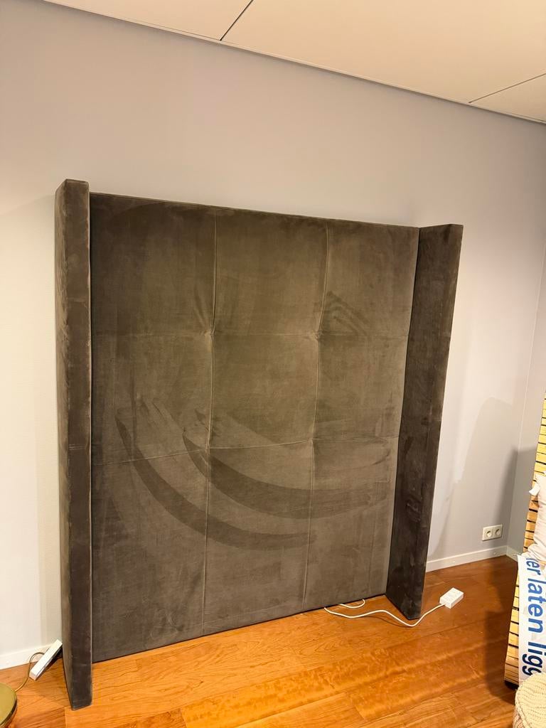 Hoofdbord boxspring 140 breed, bruin velours, Ophalen, Bruin, Luxe, Nieuw