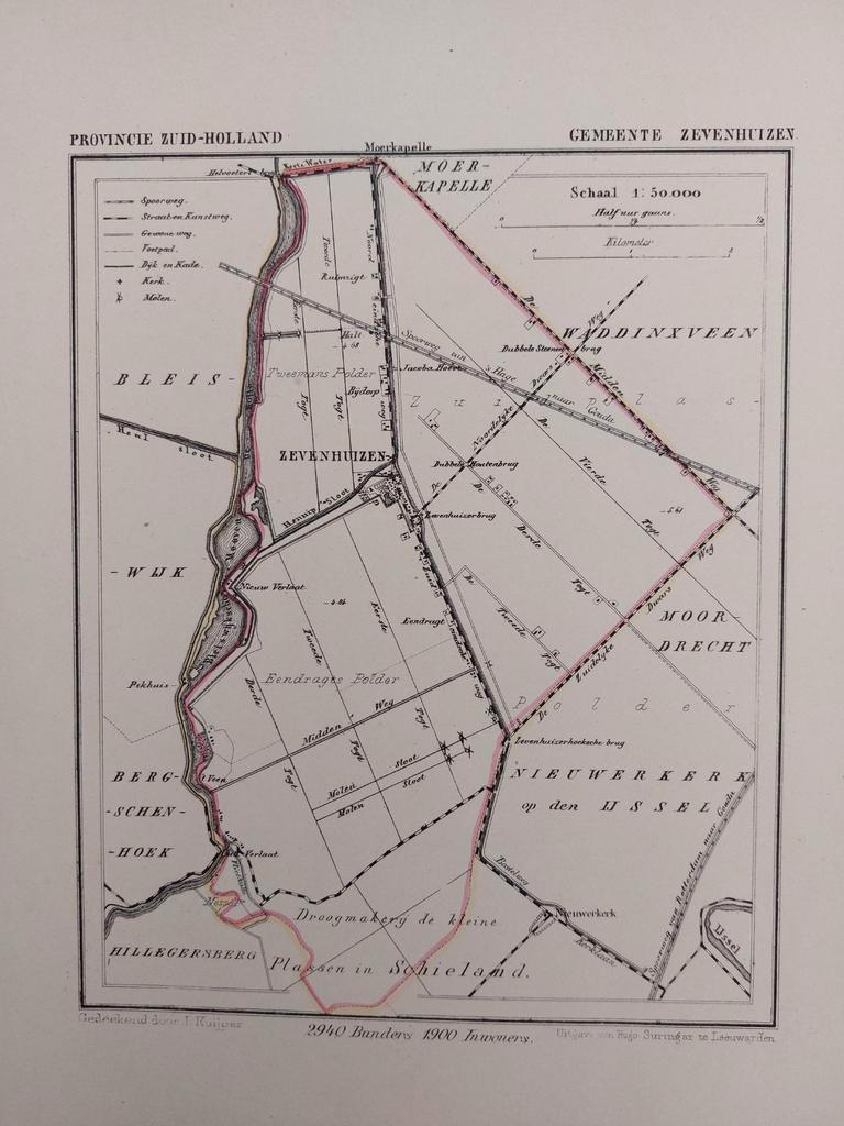 204 / Litho uit 1866 door J. Kuyper van Zevenhuizen ZH, Ophalen of Verzenden