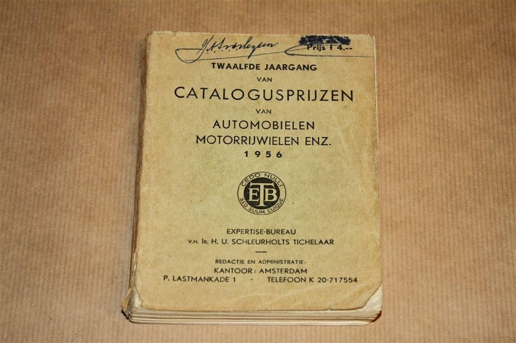 Catalogusprijzen Automobielen Motorrijwielen enz - 1956, Ophalen of Verzenden, Gelezen