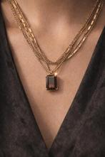 Gouden ketting met bruine steen, Sieraden, Tassen en Uiterlijk, Overige materialen, Gebruikt, Ophalen of Verzenden, Met edelsteen