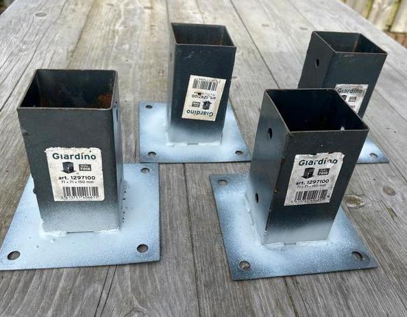 4 stuks stalen paalhouders 70x70mm, Ophalen of Verzenden, Gebruikt, Minder dan 180 cm, Overige typen