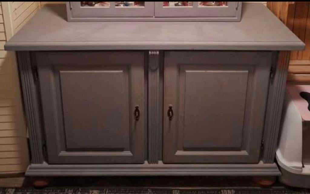 Grijze houten kast met twee deuren, Huis en Inrichting, Kasten | Overige, Ophalen, Gebruikt