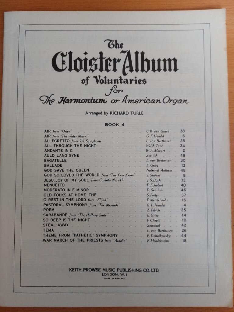 The Cloister Album of Voluntaries - Harmonium/Orgel Boek 4, Klassiek, Overige instrumenten, Ophalen of Verzenden, Zo goed als nieuw