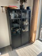 Zwarte vitrinekast van metaal, Ophalen, 50 tot 100 cm, Metaal, 25 tot 50 cm