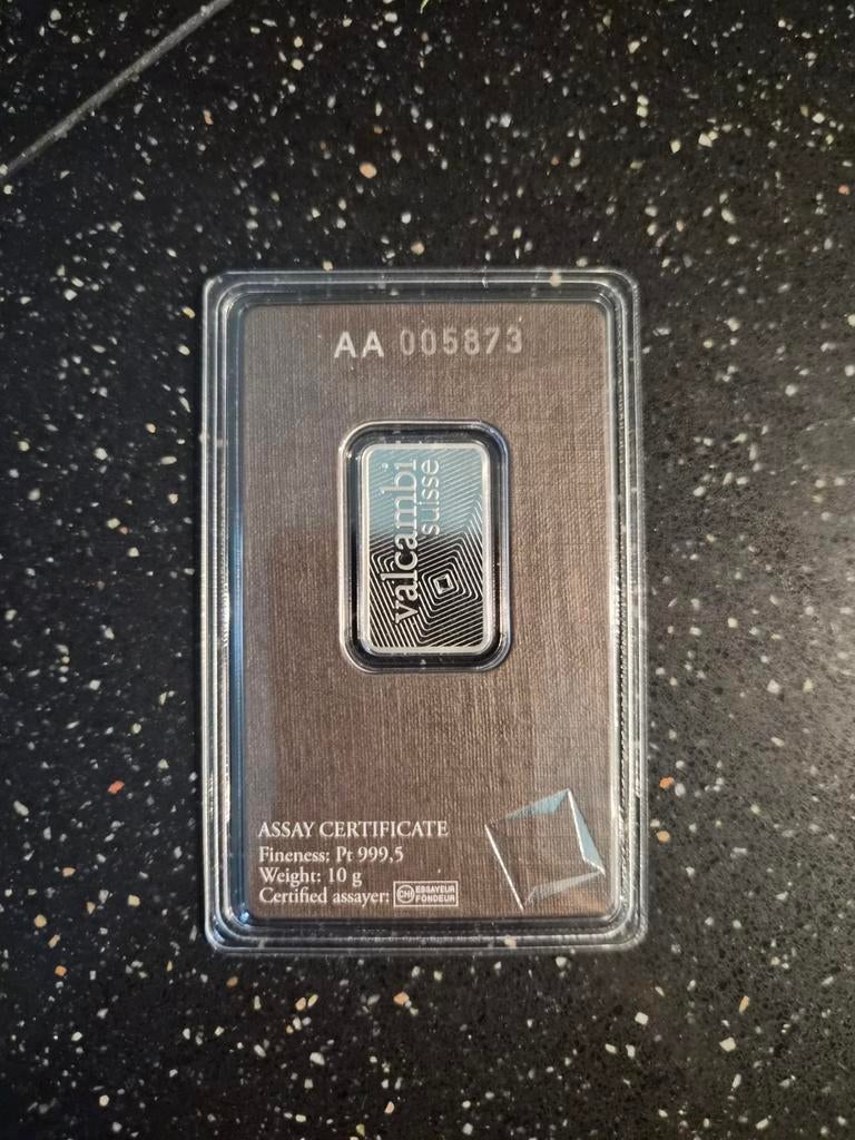 Valcambi Suisse platina baar 10 gram, Postzegels en Munten, Edelmetalen en Baren, Ophalen of Verzenden, Platina